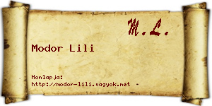 Modor Lili névjegykártya
